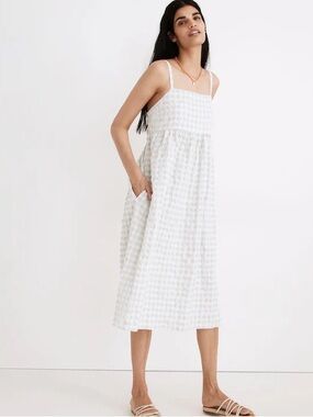 Summertime cami midi dress in seersucker gingham